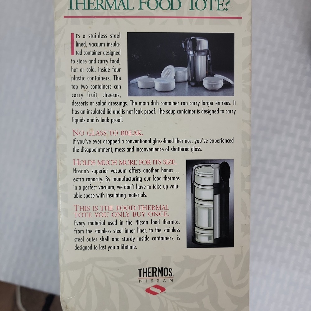 Thermos Nissan Thermal Lunch Tote Stainless Steel Food‎ Jar Set 4 Containers New - Picture 7 of 8